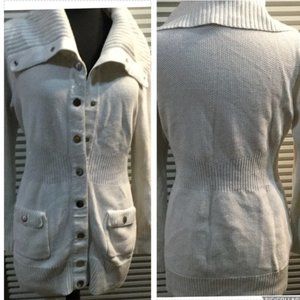 WHBM szL snap front w/ silver thread long sweater